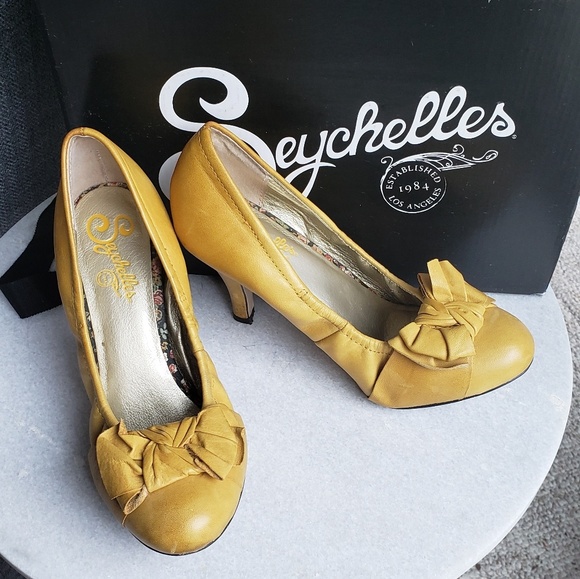Seychelles Shoes Yellow Leather Heels Poshmark